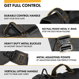 Black Tactical Heavy Duty Dog Harness