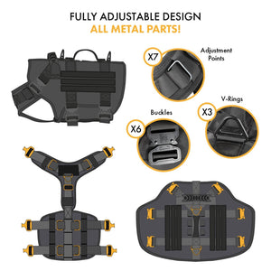 Black Tactical Heavy Duty Dog Harness